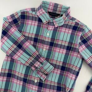 Janie and Jack Plaid Button Down Shirt Kids Size 5 Cotton‎ Long Sleeve